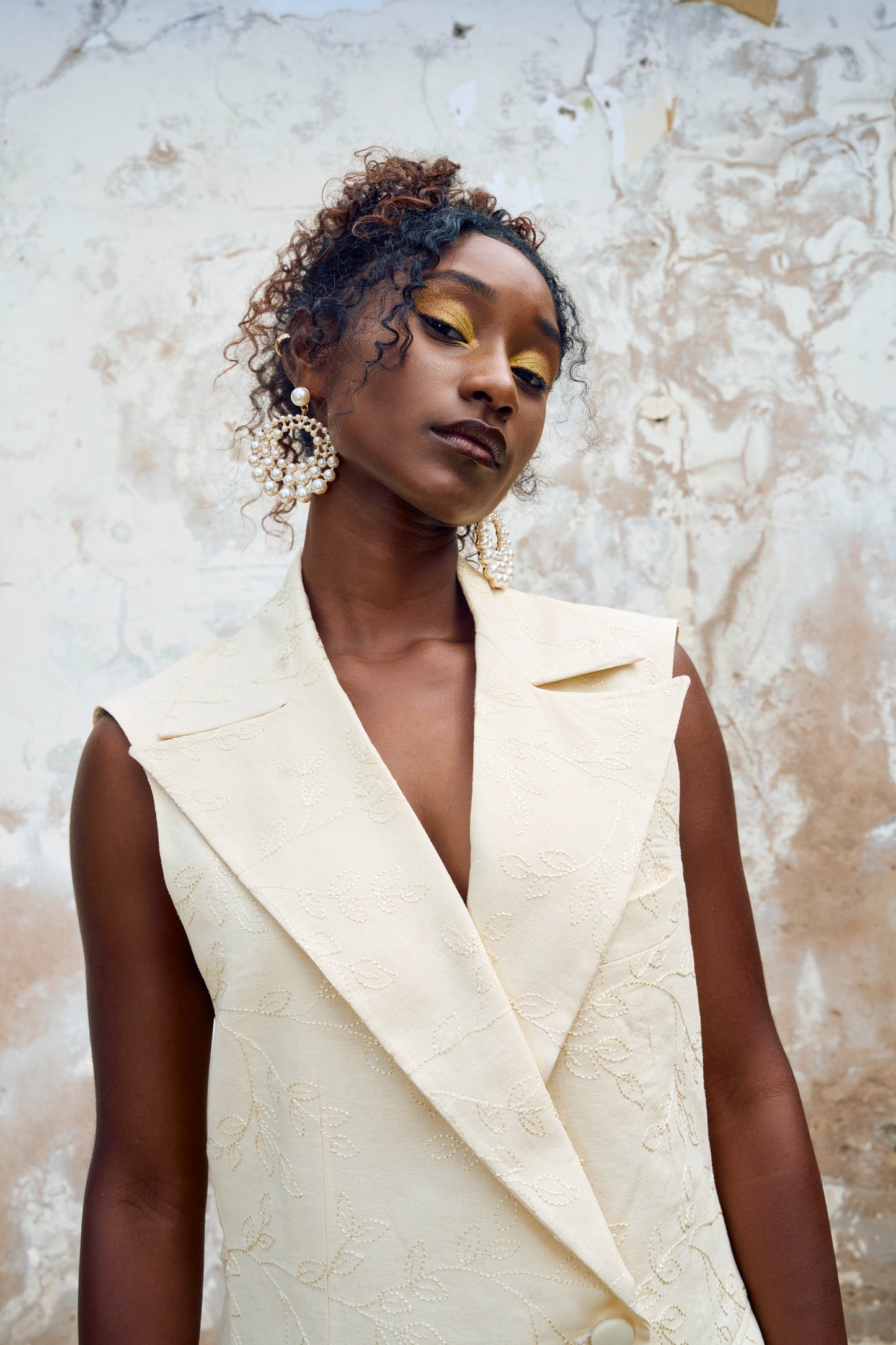 Phola Park Asymmetrical Midi Skirt & Sleeveless Suit Jacket